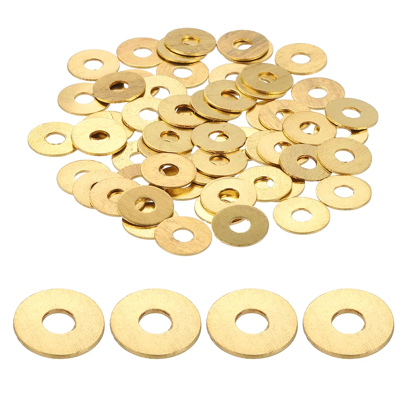 Flat Washers, (M4x12x0.8mm, Golden) (60 Pcs), Brass Sealing Gasket Rings