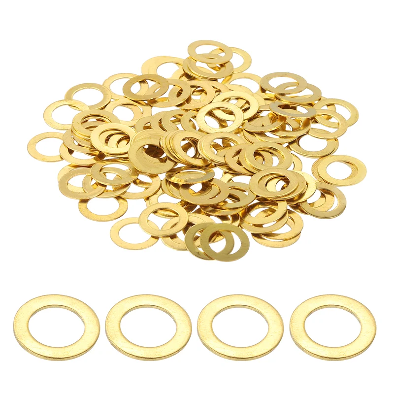 Flat Washers, (M6x10x0.5mm, Golden) (125 Pcs), Brass Sealing Gasket Rings