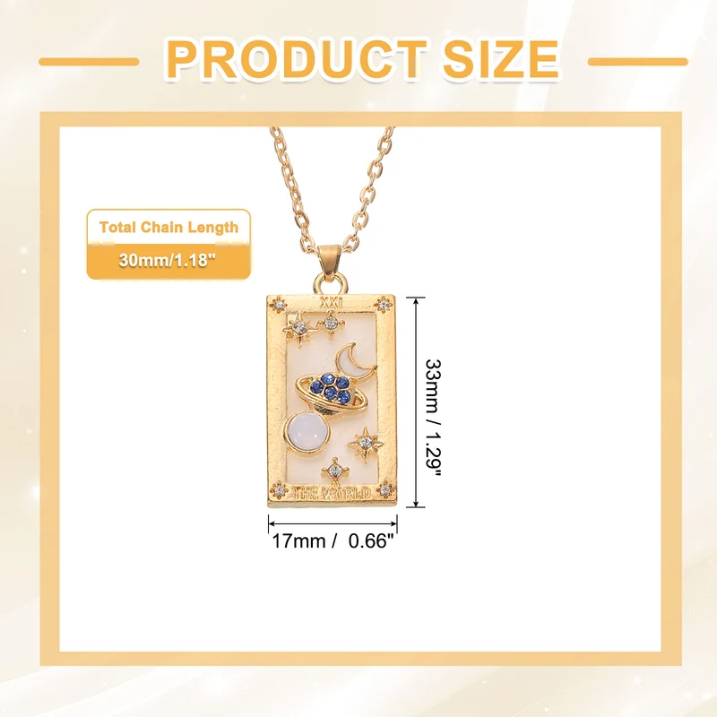 Tarot Card Necklace, Alloy Tarot Star Moon Necklaces, Gold