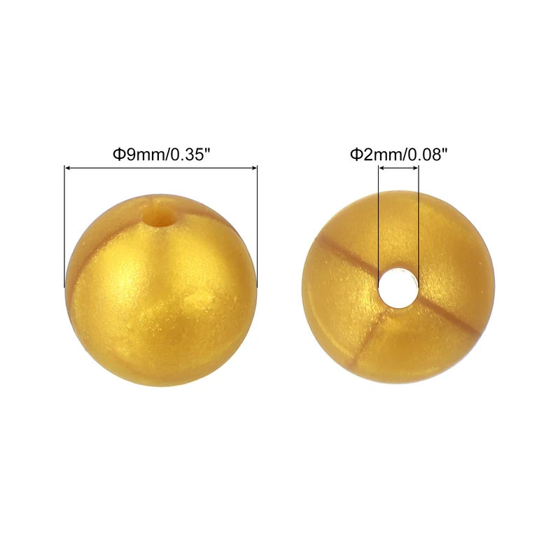 50Pcs 9mm Silicone Beads Round Loose Rubber Bead for DIY Gold