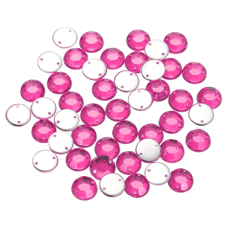 100Pcs Flat Back Sew on Rhinestones Beads, 10mm Crystal Round Gems, Rose Red