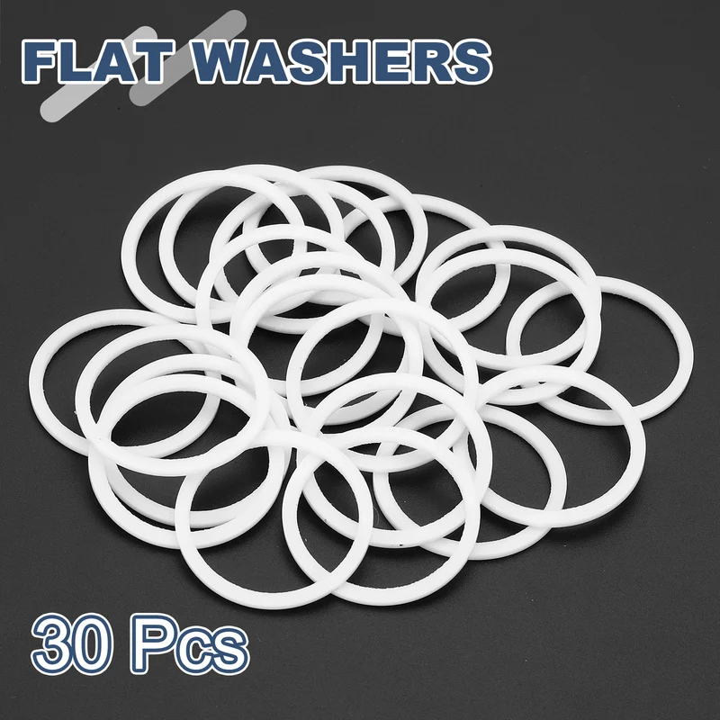 M27 PTFE Flat Washer, 30 Pcs 27x32x1.5mm O-Ring Sealing Gasket, White