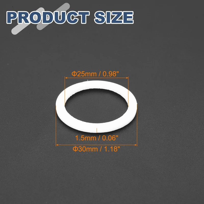 M25 PTFE Flat Washer, 30 Pcs 25x30x1.5mm O-Ring Sealing Gasket, White