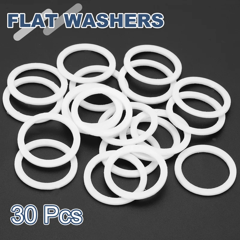 M25 PTFE Flat Washer, 30 Pcs 25x30x1.5mm O-Ring Sealing Gasket, White