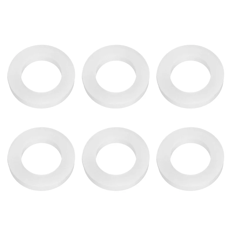 6Pcs Silicone Flat Washer DN15 1/2" Gasket Sealing O Rings, White