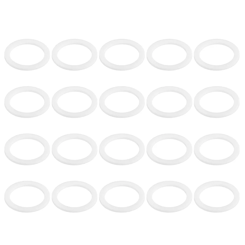M25 PTFE Flat Washer, 20 Pcs 25x33x2mm O-Ring Sealing Gasket, White