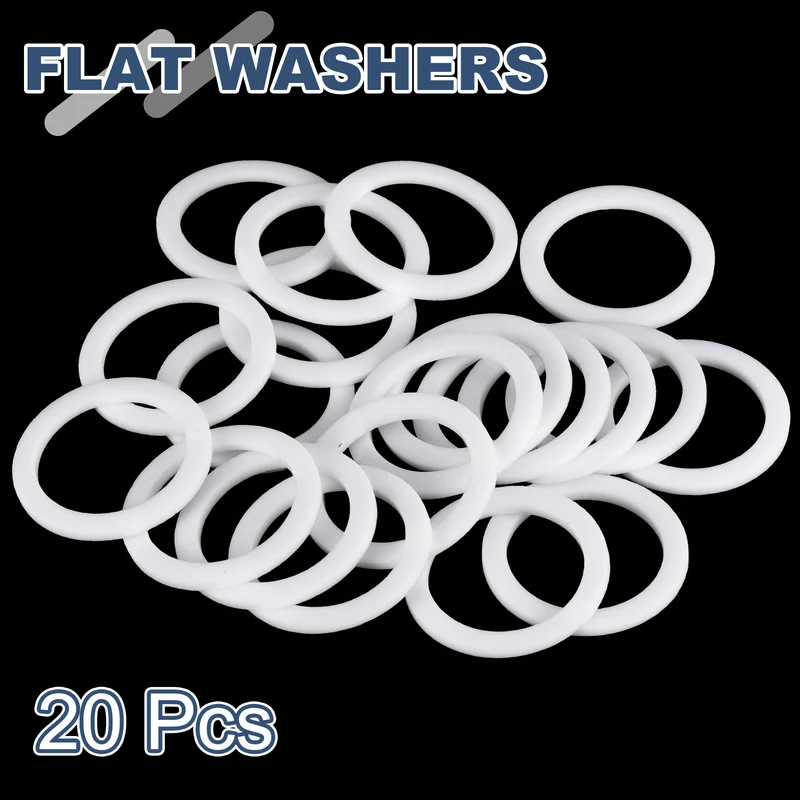 M25 PTFE Flat Washer, 20 Pcs 25x33x2mm O-Ring Sealing Gasket, White