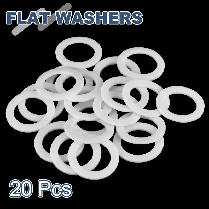 M22 PTFE Flat Washer, 20 Pcs 22x32x2mm O-Ring Sealing Gasket, White