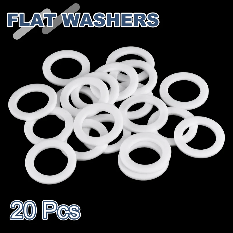 M20 PTFE Flat Washer, 20 Pcs 20x30x2mm O-Ring Sealing Gasket, White