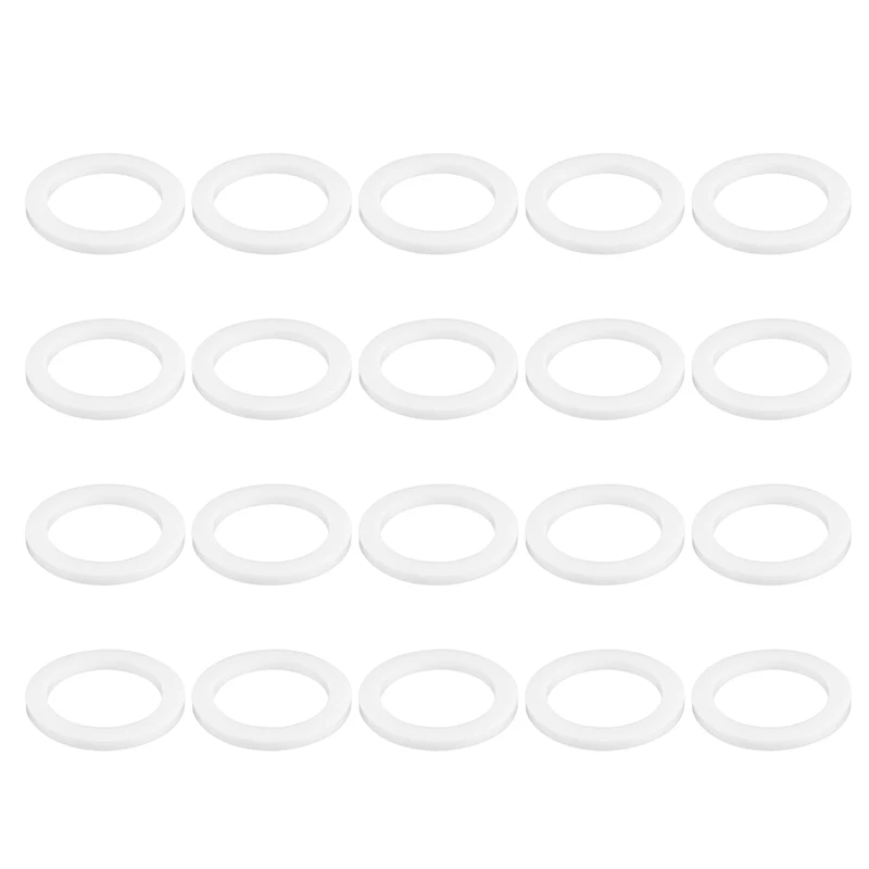 M20 PTFE Flat Washer, 20 Pcs 20x28x2mm O-Ring Sealing Gasket, White