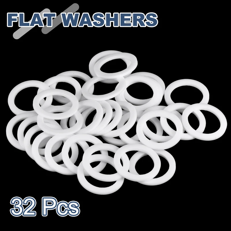 M19 PTFE Flat Washer, 32 Pcs 19x26x2mm O-Ring Sealing Gasket, White