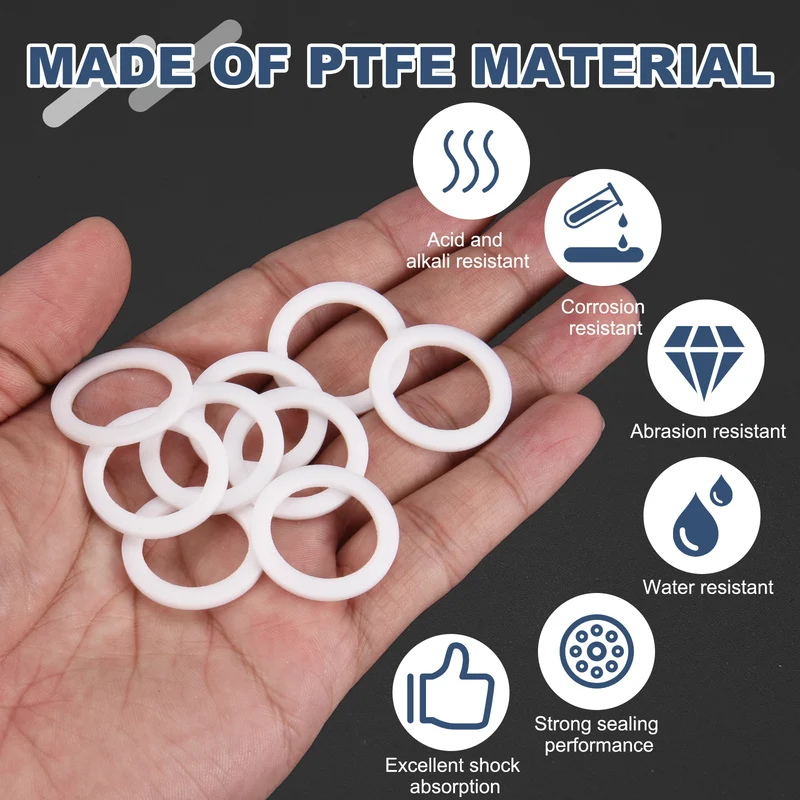 M19 PTFE Flat Washer, 32 Pcs 19x26x2mm O-Ring Sealing Gasket, White