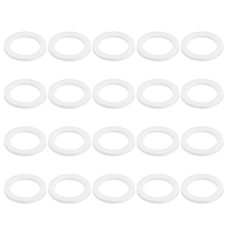 M18 PTFE Flat Washer, 32 Pcs 18x25x2mm O-Ring Sealing Gasket, White