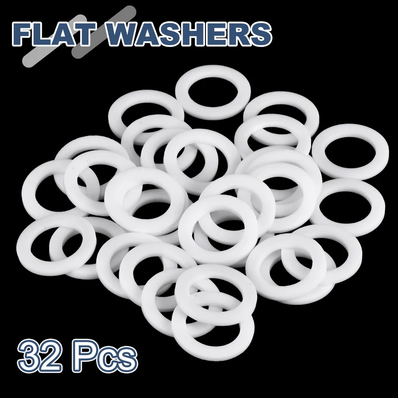 M16 PTFE Flat Washer, 32 Pcs 16x24x2mm O-Ring Sealing Gasket, White