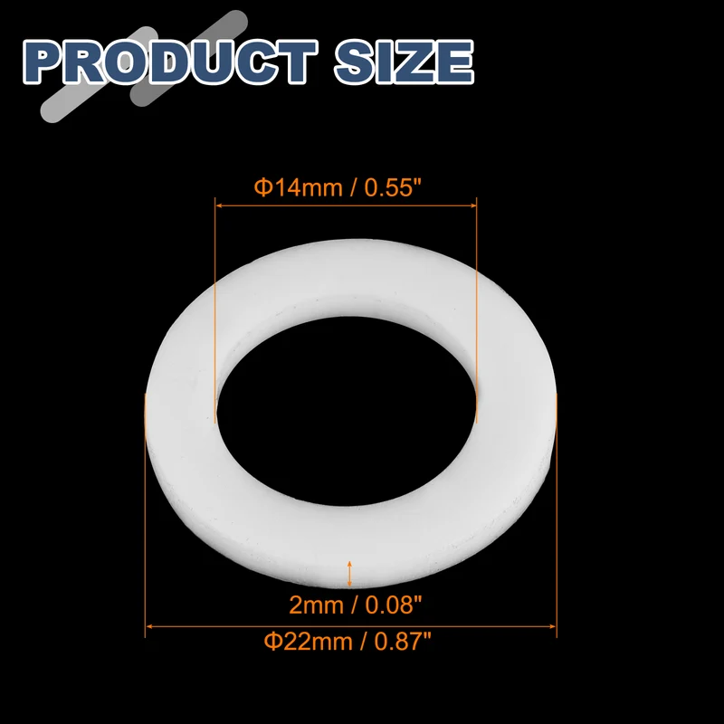 M14 PTFE Flat Washer, 32 Pcs 14x22x2mm O-Ring Sealing Gasket, White