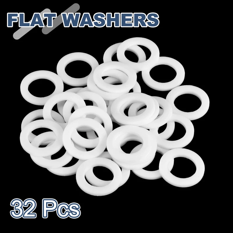 M14 PTFE Flat Washer, 32 Pcs 14x22x2mm O-Ring Sealing Gasket, White