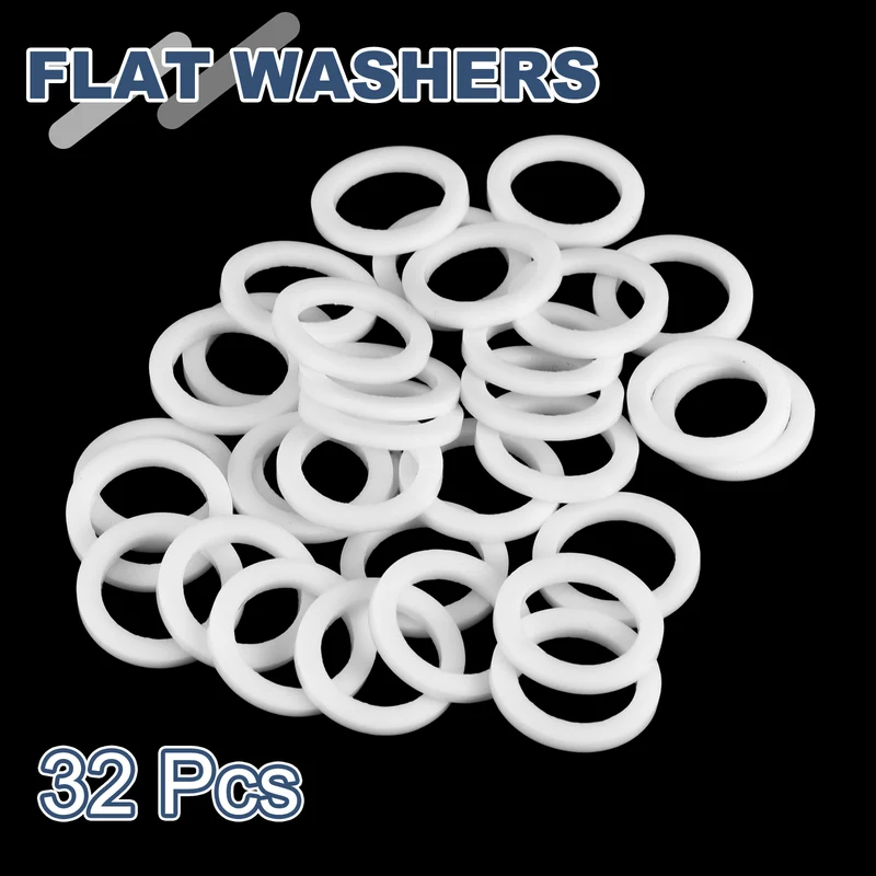 M14 PTFE Flat Washer, 32 Pcs 14x20x2mm O-Ring Sealing Gasket, White