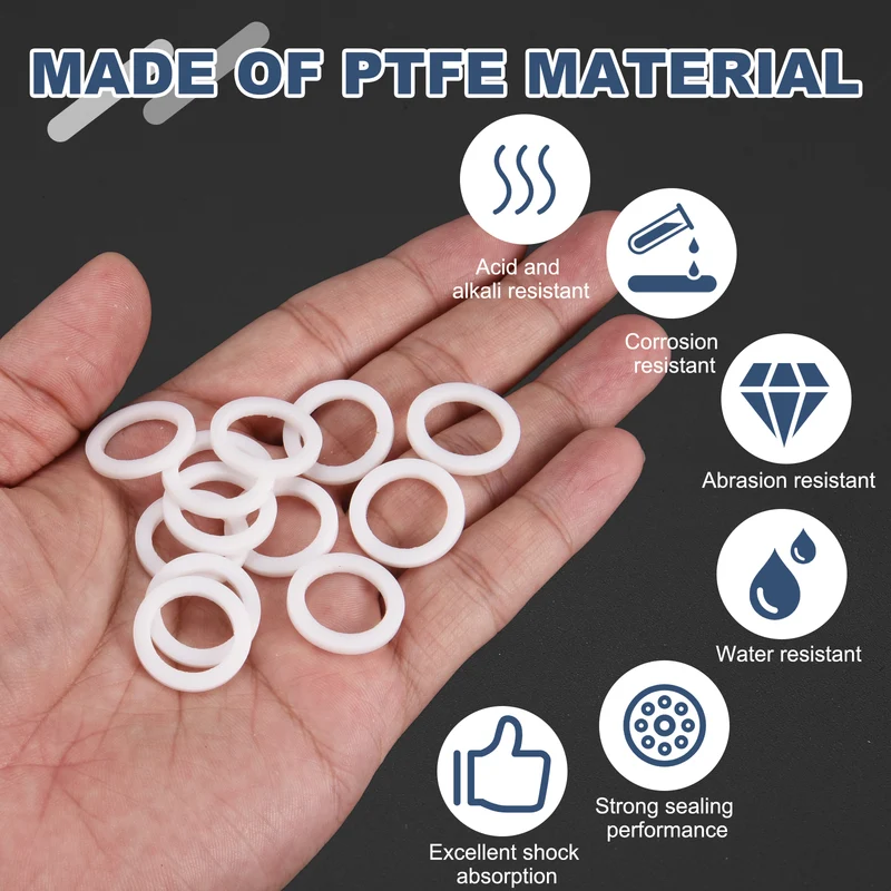 M14 PTFE Flat Washer, 32 Pcs 14x20x2mm O-Ring Sealing Gasket, White