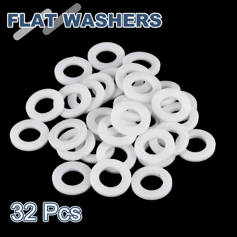 M10 PTFE Flat Washer, 32 Pcs 10x18x2mm O-Ring Sealing Gasket, White