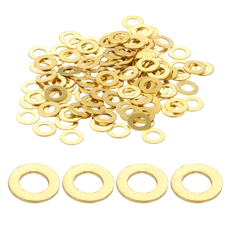 Flat Washers, (M3x6x0.5mm, Golden) (125 Pcs), Brass Sealing Gasket Rings