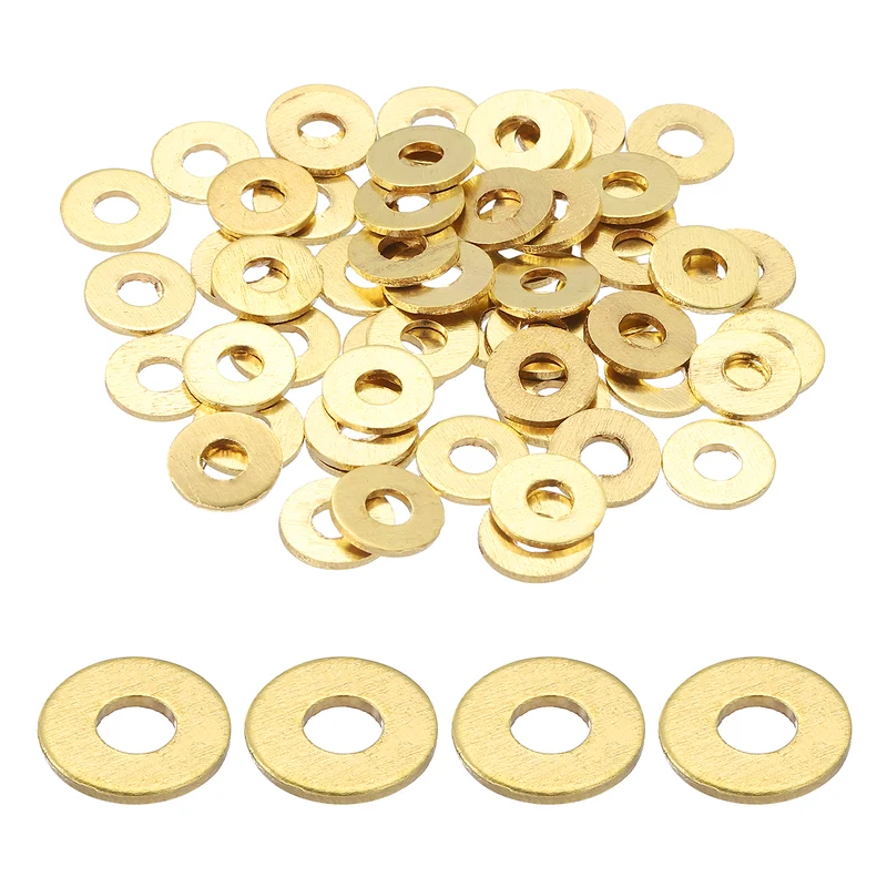 Flat Washers, (M3x8x0.8mm, Golden) (80 Pcs), Brass Sealing Gasket Rings