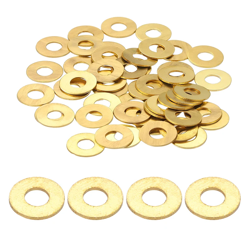 Flat Washers, (M4x10x0.8mm, Golden) (80 Pcs), Brass Sealing Gasket Rings