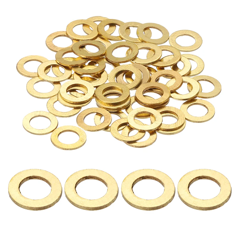 Flat Washers, (M5x9x0.8mm, Golden) (80 Pcs), Brass Sealing Gasket Rings