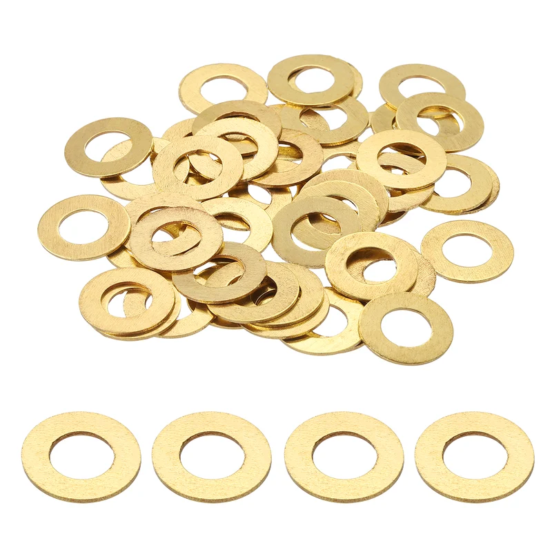 Flat Washers, (M6x12x0.8mm, Golden) (60 Pcs), Brass Sealing Gasket Rings