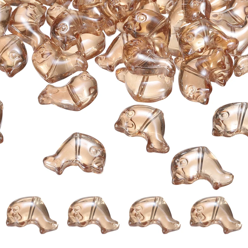 120Pcs Glass Dolphin Beads, Sea Dolphin Glass Bead, Amber Gold