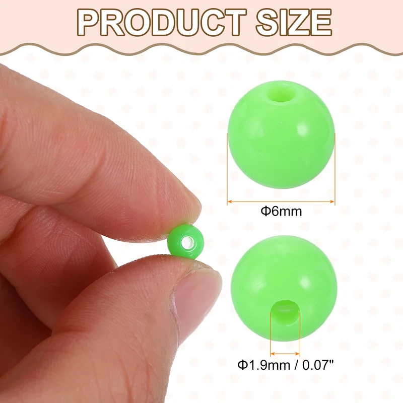 100pcs Cream Green Acrylic Round Beads 6mm Plastic Resin Loose Bead