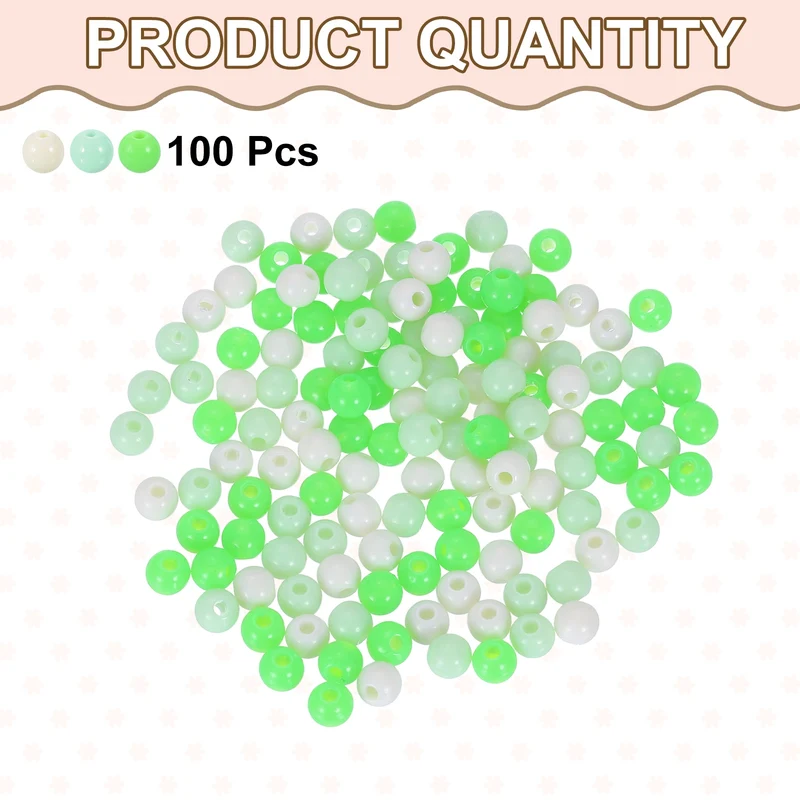100pcs Cream Green Acrylic Round Beads 6mm Plastic Resin Loose Bead