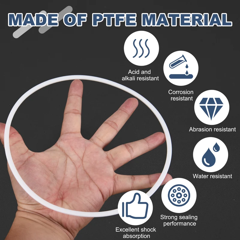 M180 PTFE Flat Washer, 2 Pcs 180x190x2mm O-Ring Sealing Gasket, White