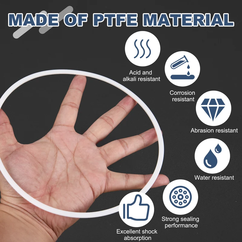 M170 PTFE Flat Washer, 2 Pcs 170x180x2mm O-Ring Sealing Gasket, White