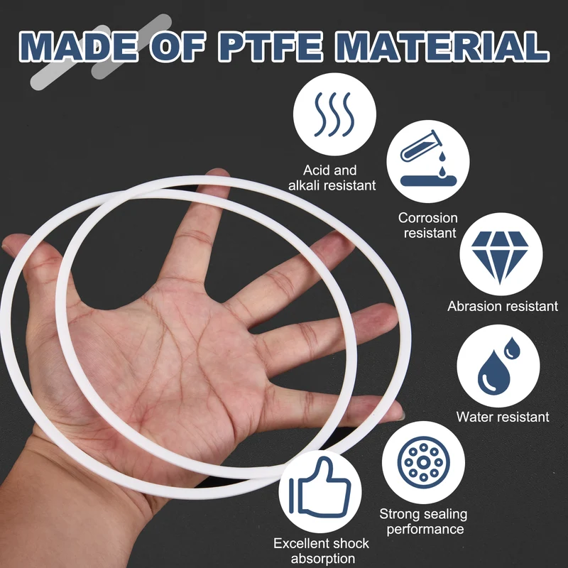 M160 PTFE Flat Washer, 2 Pcs 160x170x2mm O-Ring Sealing Gasket, White