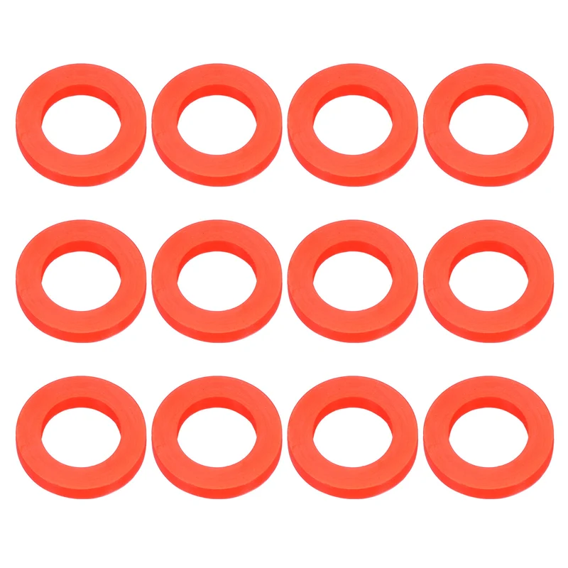 12Pcs Silicone Flat Washer DN15 1/2" Gasket Sealing O Rings, Red