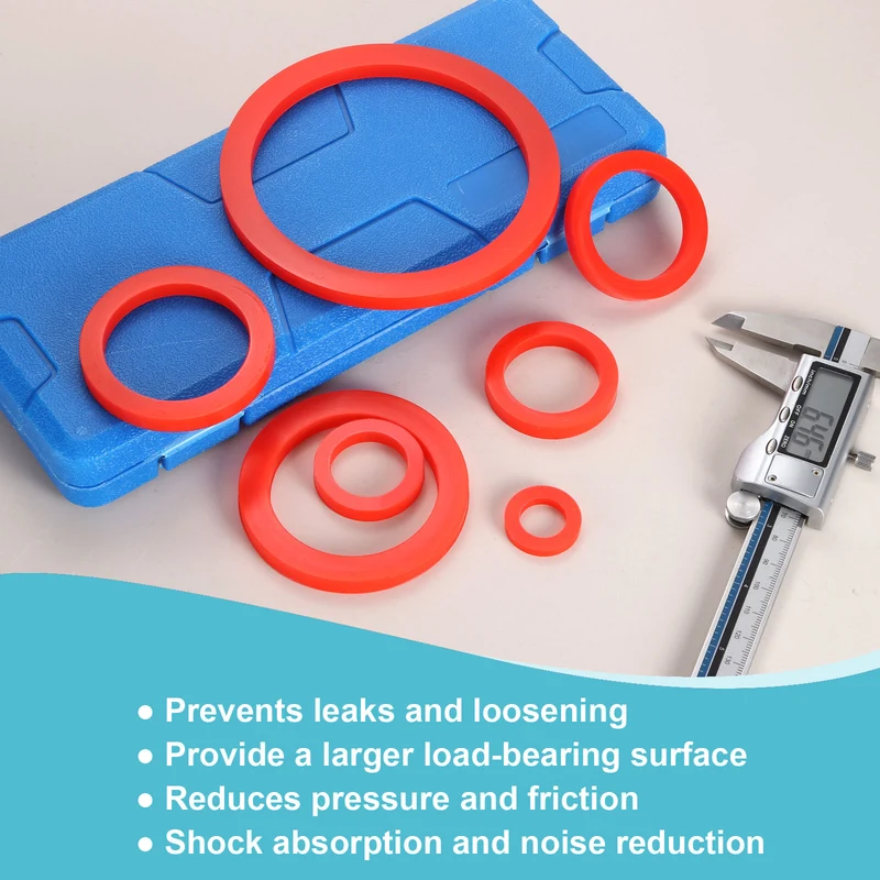 12Pcs Silicone Flat Washer DN15 1/2" Gasket Sealing O Rings, Red