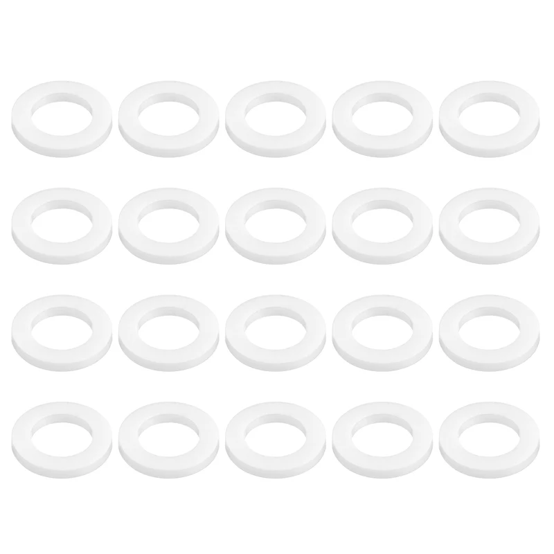 M10 PTFE Flat Washer, 32 Pcs 10x16x2mm O-Ring Sealing Gasket, White