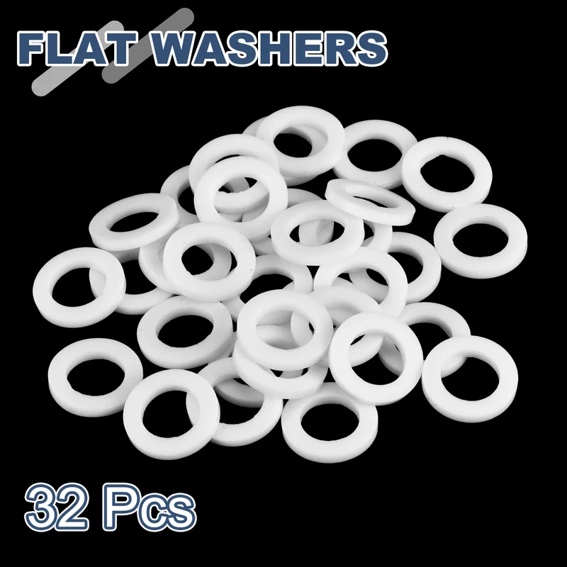 M10 PTFE Flat Washer, 32 Pcs 10x16x2mm O-Ring Sealing Gasket, White