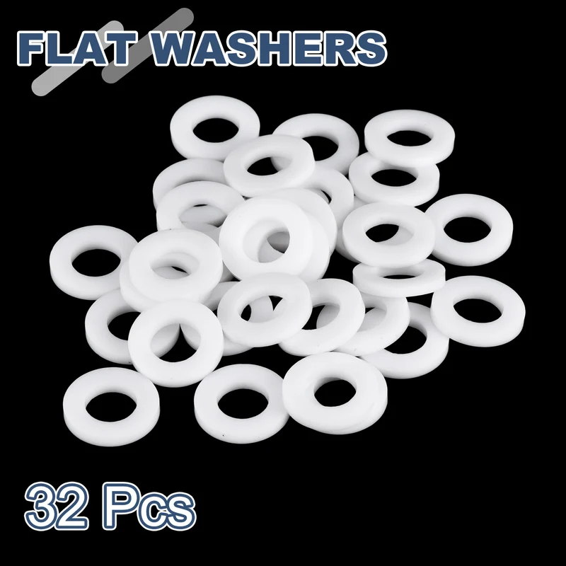 M8 PTFE Flat Washer, 32 Pcs 8x15x2mm O-Ring Sealing Gasket, White