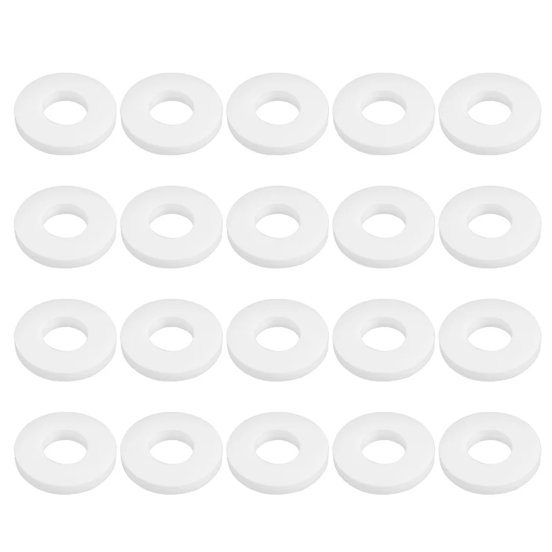 M6 PTFE Flat Washer, 32 Pcs 6x14x2mm O-Ring Sealing Gasket, White