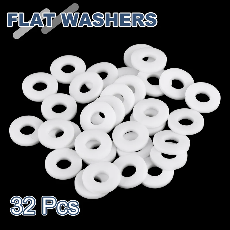M6 PTFE Flat Washer, 32 Pcs 6x14x2mm O-Ring Sealing Gasket, White