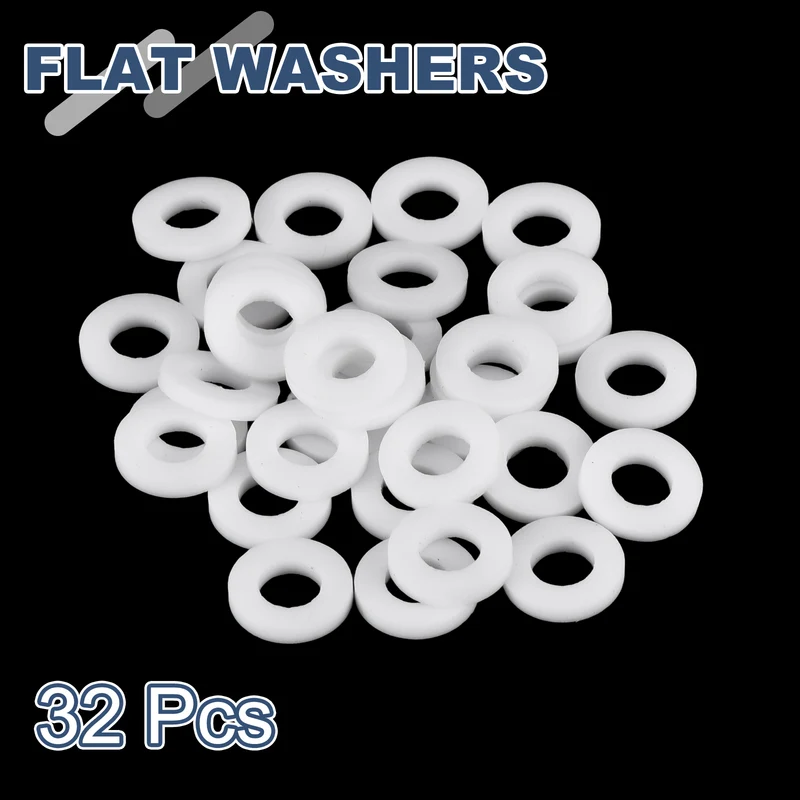 M6 PTFE Flat Washer, 32 Pcs 6x12x2mm O-Ring Sealing Gasket, White