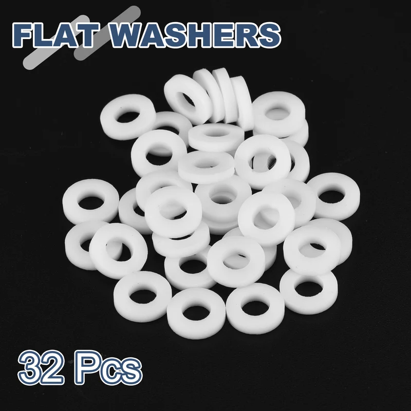 M5 PTFE Flat Washer, 32 Pcs 5x10x2mm O-Ring Sealing Gasket, White