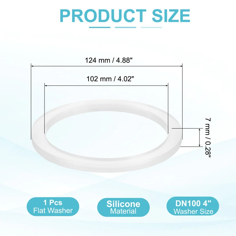 Silicone Flat Washer DN100 4" Gasket Sealing O Rings, Clear