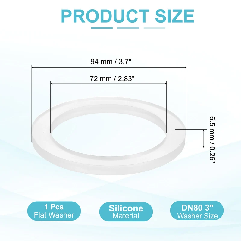 Silicone Flat Washer DN80 3" Gasket Sealing O Rings, Clear