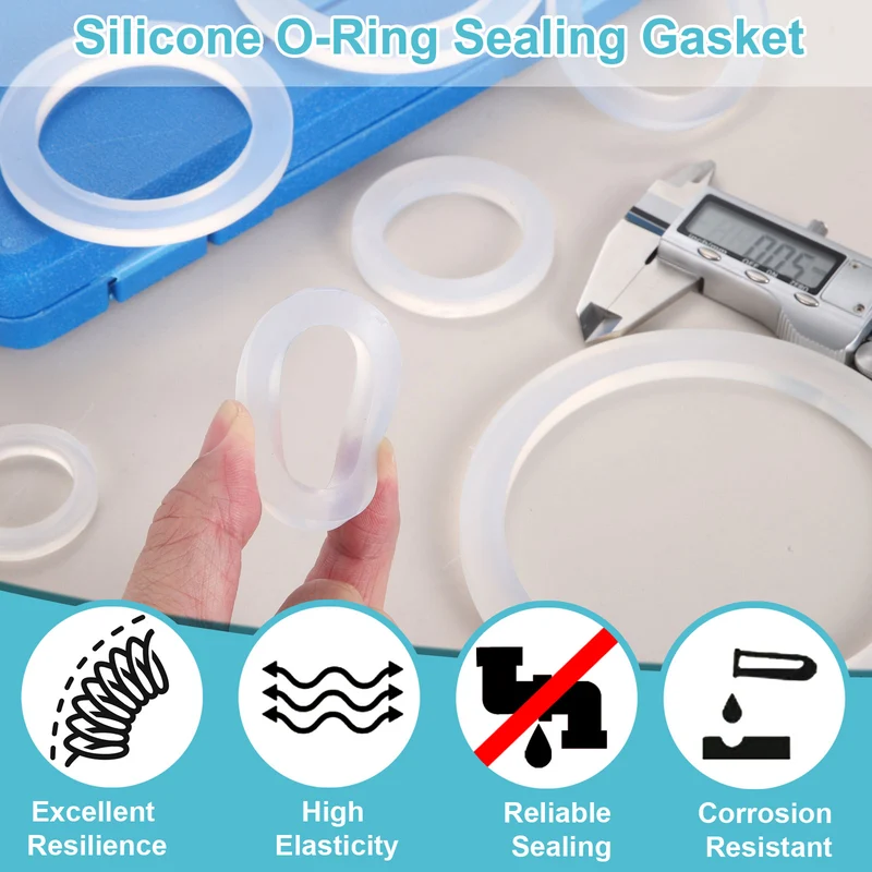 2Pcs Silicone Flat Washer DN65 2-1/2" Gasket Sealing O Rings, Clear