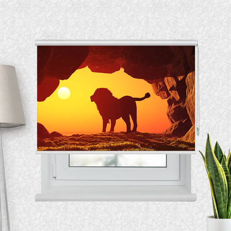 Motivrollo 'Loewe Sonnenuntergang' | Bis B 430 x H 440 cm