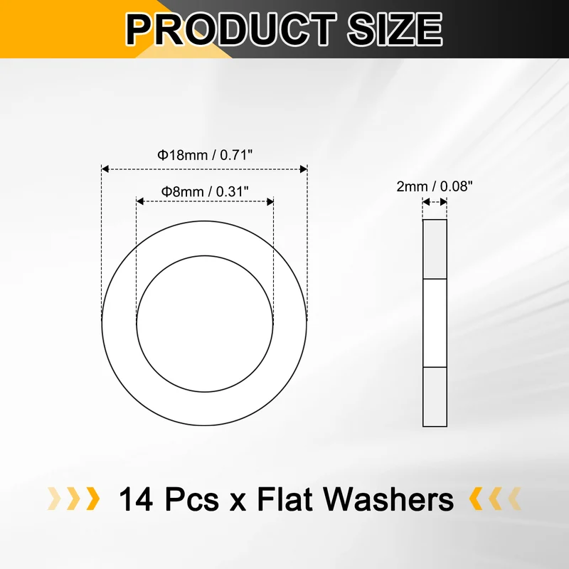 14pcs Copper Flat Washers M8x18x2mm Sealing Ring Plug Gaskets