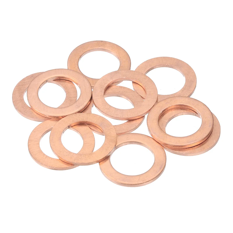 14pcs Copper Flat Washers M14x22x1.5mm Sealing Ring Plug Gaskets