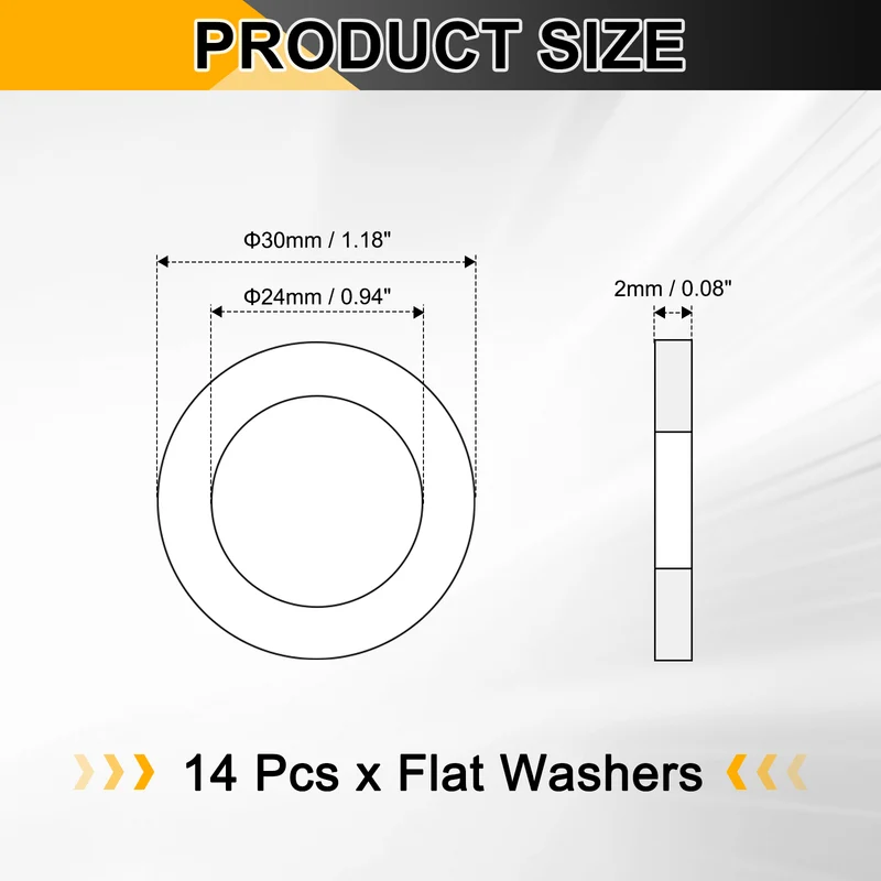 14pcs Copper Flat Washers M24x30x2mm Sealing Ring Plug Gaskets